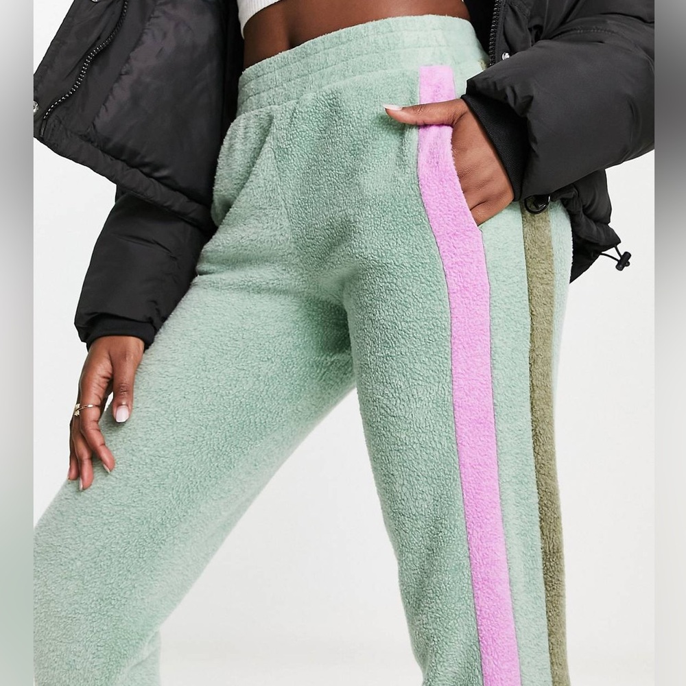 Intimately Free People Fleece Joggers In Valley Girl Combo Green Size Small